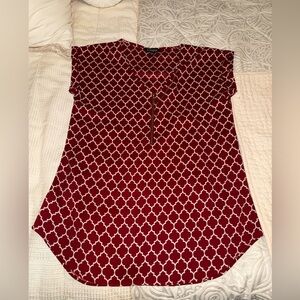 Express Women's Red Patterned Top